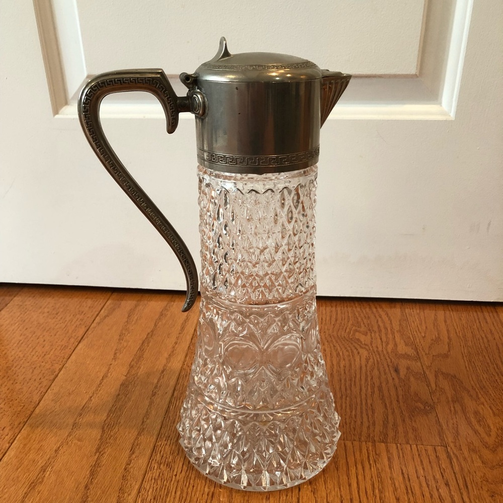 ✨ Vintage Diamond Point Crystal Claret Pitcher / Wine Decanter